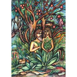 ציור מצבעי שמן -אדם וחוה