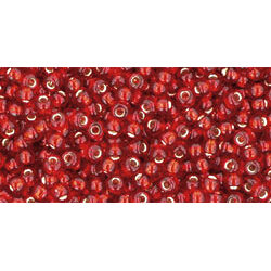 חרוזים, Toho 15/0 Japanese Seed Beads TR-15-25C אדום מרופד בכסף