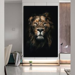 A-19 ציור מיוחד של פני אריה על קנבס או זכוכית