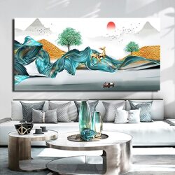 N-10 ציור טבע בשילוב אבסטרקט לסלון או חדר שינה על זכוכית או קנבס לבחירה