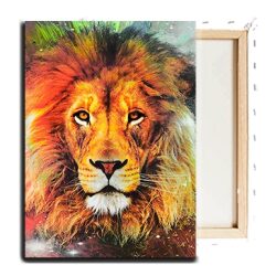 A-40 תמונה של אריה צבעוני לסלון או חדר שינה על זכוכית או קנבס לבחירה