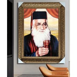 1402 -ציור מעוצב של בבא מאיר אבוחצירא עם כוס של יין