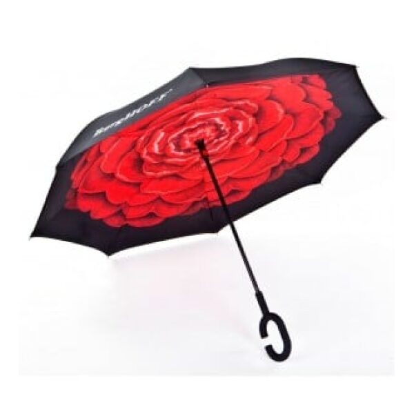 מטריה הפוכה- פרחים באדום