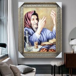 1121 – ציור של בבא סאלי מתפלל בשולחן שבת להדפסה על קנבס או זכוכית