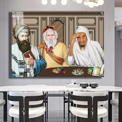1123 – תמונה מעוצבת של בבא סאלי, רבי יעקב והבן איש חי להדפסה על קנבס או זכוכית