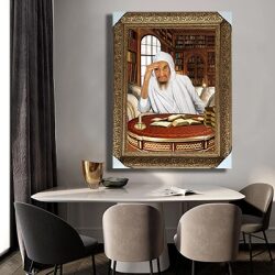 1136 – תמונה מעוצבת של בבא סאלי סביב שולחן וספרי תורה להדפסה על קנבס או זכוכית