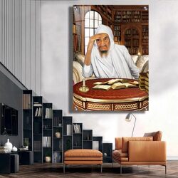 1136 – תמונה מעוצבת של בבא סאלי סביב שולחן וספרי תורה להדפסה על קנבס או זכוכית