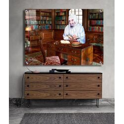 1137 – ציור מעוצב של בבא סאלי לומד בחדר עם ספרי תורה להדפסה על קנבס או זכוכית