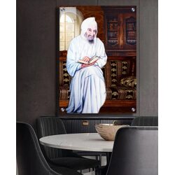1143 – ציור של בבא סאלי מתפלל בחדר עם ספרי תורה