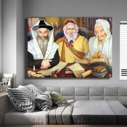 1169 – ציור של בבא סאלי, רבי יעקב ורבי דוד אבוחצירא להדפסה על קנבס או זכוכית מחוסמת