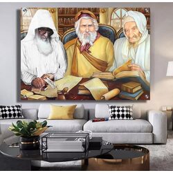 1173 – ציור מעוצב של הרבנים למשפחת אבוחצירא על זכוכית או קנבס