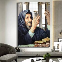 1191 – ציור של בבא סאלי מתפלל עם כוס קידוש בשולחן שבת