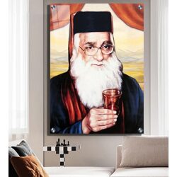 1402 -ציור מעוצב של בבא מאיר אבוחצירא עם כוס של יין