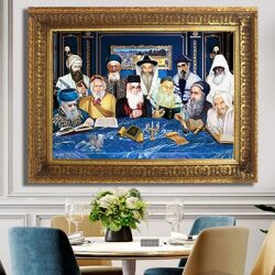 3039 – ציור מעוצב של הרבנים סביב שולחן להדפסה על קנבס או זכוכית מחוסמת