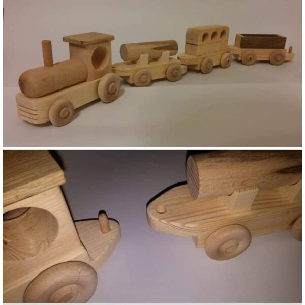 רכבת מעץ בנויה מסוגי עץ שונים