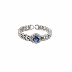 טבעת כסף “ניה” עם אבן כחולה
