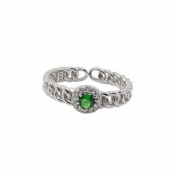 טבעת כסף “ניה” עם זרקון ירוק
