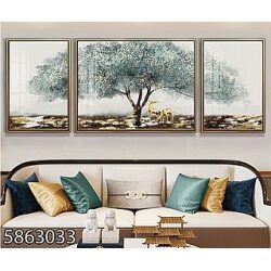 תמונה מחולקת לסלון דגם העץ הכחול