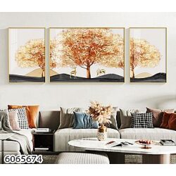 תמונה מחולקת לסלון דגם איילים תחת העץ