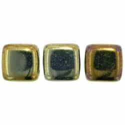 חרוזים טיל, Tile Beads 2 Hole 6x6mm Color Iris Brown 250-66-21415