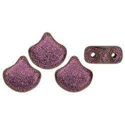 חרוזים גינקגו , Matubo Ginkgo Leaf Bead 7.5 x 7.5mm Metallic Suede Pink PB399-87-79086MJT