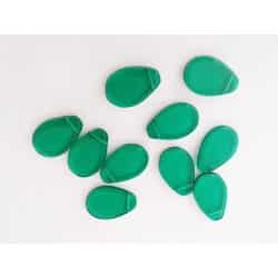 חרוזים צ’כי עלי כותרת, Glass Petals 18x12x3 mm Emerald Top Drilled 700256-162053