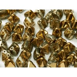 חרוזים, Czech Pyramid Beads 2-hole 6mm 26441 Crystal Amber