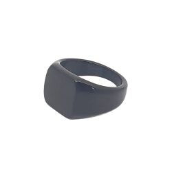 טבעת סטיל – ריבוע שחור מוברש לגבר