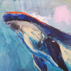 ציור מקורי לוויתן כחול