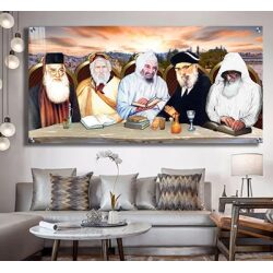 1195 – תמונה של הרבנים למשפחת אבוחצירא סביב שולחן על קנבס או זכוכית (העתק)
