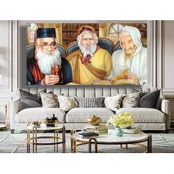 1170 – ציור של בבא סאלי, רבי יעקב אבוחצירא ובבא מאיר על קנבס או זכוכית