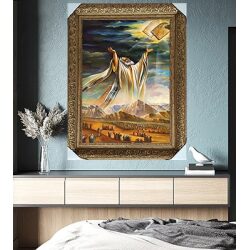 2026 – ציור יהדות של משה רבנו מקבל את לוחות הברית להדפסה על קנבס או זכוכית