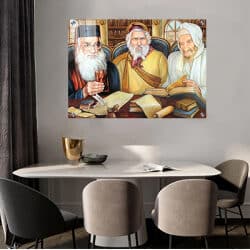 1170 – ציור מעוצב של הרבנים למשפחת אבוחצירא על זכוכית או קנבס