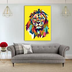 תמונת קנבס – אריה צבעוני צהוב