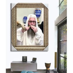 4166 – תמונה של של הרב יאשיהו פינטו תוקע בשופרלהדפסה על קנבס או זכוכית מחוסמת