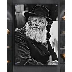 519 – ציור דיגיטלי מיוחד של הרבי מליובאוויטש מביט הצידה בשחור לבן להדפסה על זכוכית או קנבס