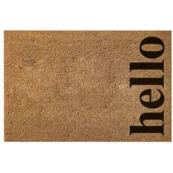 שטיח סף לדלת מסיבי hello שחור טבעי 40/60