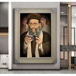 4006 – ציור מיוחד של הרב יאשיהו פינטו מתפלל על קנבס או זכוכית מחוסמת