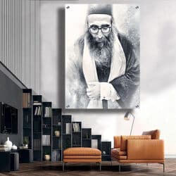 4009 – ציור מעוצב של הרב יאשיהו פינטו בשחור לבן להדפסה על קנבס או זכוכית מחוסמת