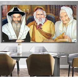 1169 – ציור של בבא סאלי, רבי יעקב ורבי דוד אבוחצירא על קנבס או זכוכית