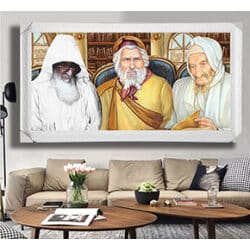 1173 – תמונה מעוצבת של בבא סאלי, רבי יעקב ורבי אלעזר אבוחצירא על קנבס או זכוכית