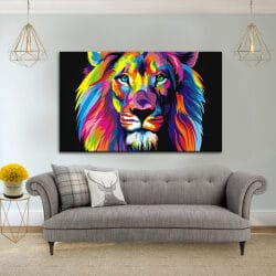 תמונת קנבס – אריה אבסטרקטי צבעוני