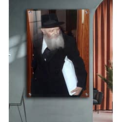 530 – תמונה של הרבי מליובאוויטש מחזיק שקית גדולה להדפסה על קנבס או זכוכית