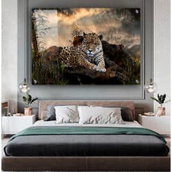 A-288 תמונת זכוכית או קנבס של נמר בטבע לסלון או חדר שינה