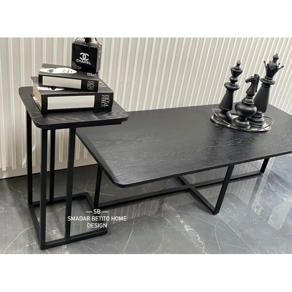 סט שולחן סלון ונשכן שחור ״מדלן״