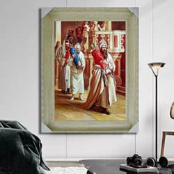 1113 – ציור של בבא סאלי והבן איש חי עם ספרי תורה בבית כנסת להדפסה על קנבס או זכוכית מחוסמת