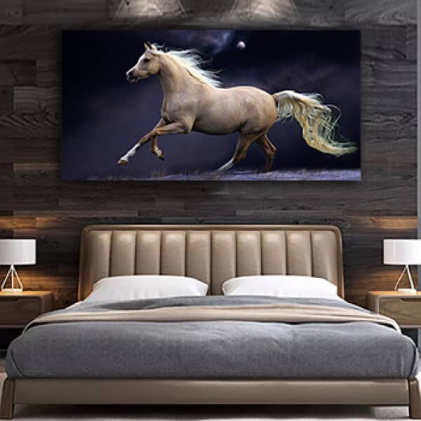 A-169 תמונת זכוכית או קנבס של סוס דוהר לסלון או חדר שינה