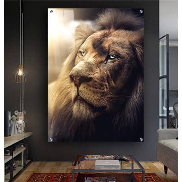 A-69 תמונת זכוכית או קנבס של אריה עוצמתי לסלון או חדר שינה