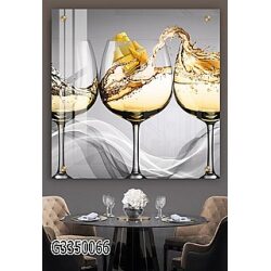 תמונת זכוכית מרובעת דגם כוס יין לבן