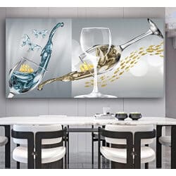 K-6 תמונת מודרנית של כוסות יין למטבח או פינת אוכל על קנבס או זכוכית מחוסמת